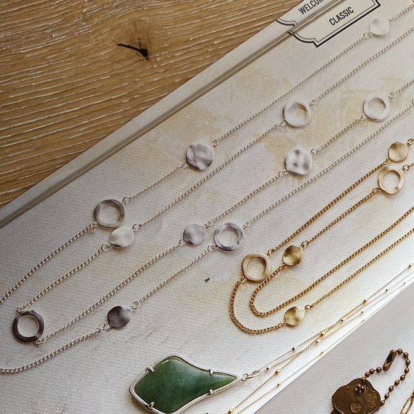 Jewel Kade- Circle Dance necklace 60” Matte silver *flaw* - Picture 5 of 6